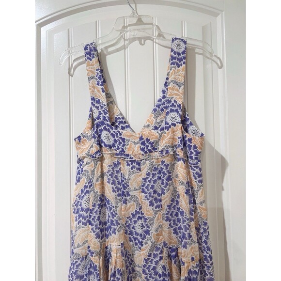 H&M Button Front Floral Pleated Ruffle Multicolor Sleeveless Maxi Dress Size 8 - Picture 9 of 11